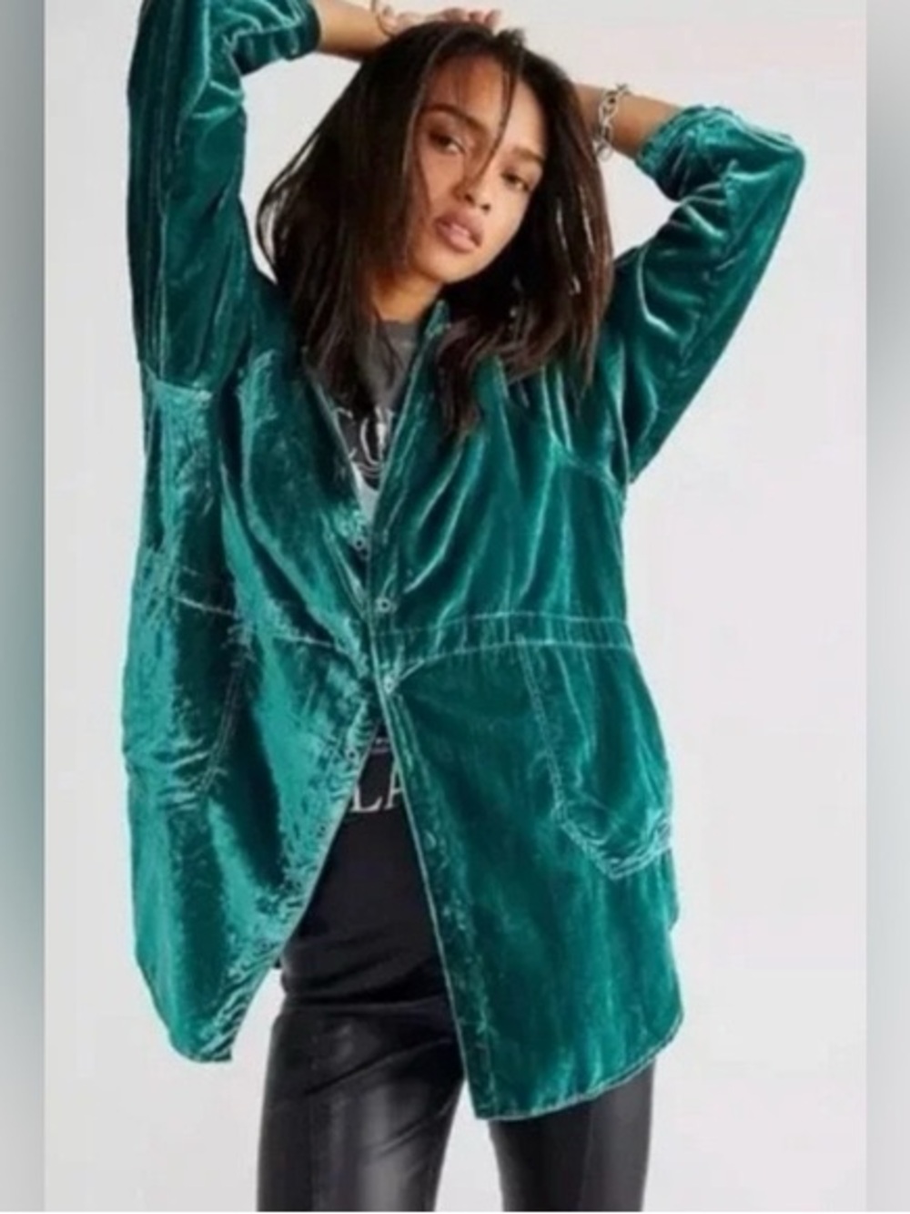 Free People We the Free Summer Daydream Velvet Buttondown medium